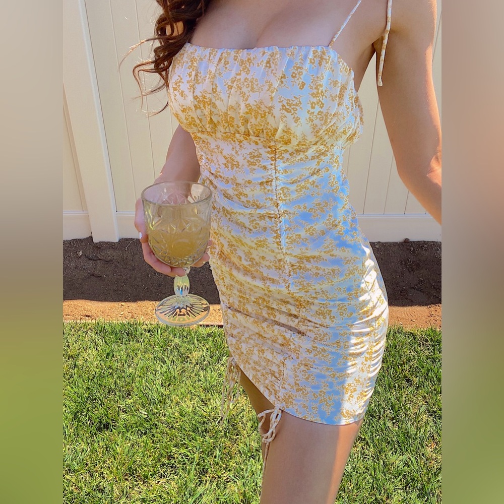 White Fox - Floral Yellow Mini Dress
